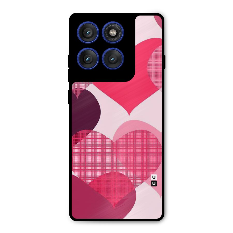Check Pink Hearts Metal Back Case for Motorola Edge 60 Pro