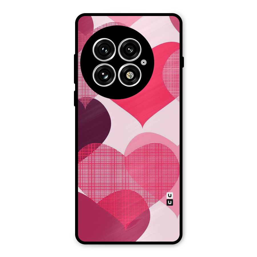 Check Pink Hearts Metal Back Case for OnePlus 13