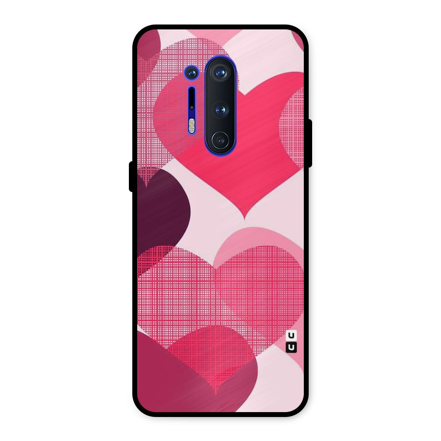 Check Pink Hearts Metal Back Case for OnePlus 8 Pro