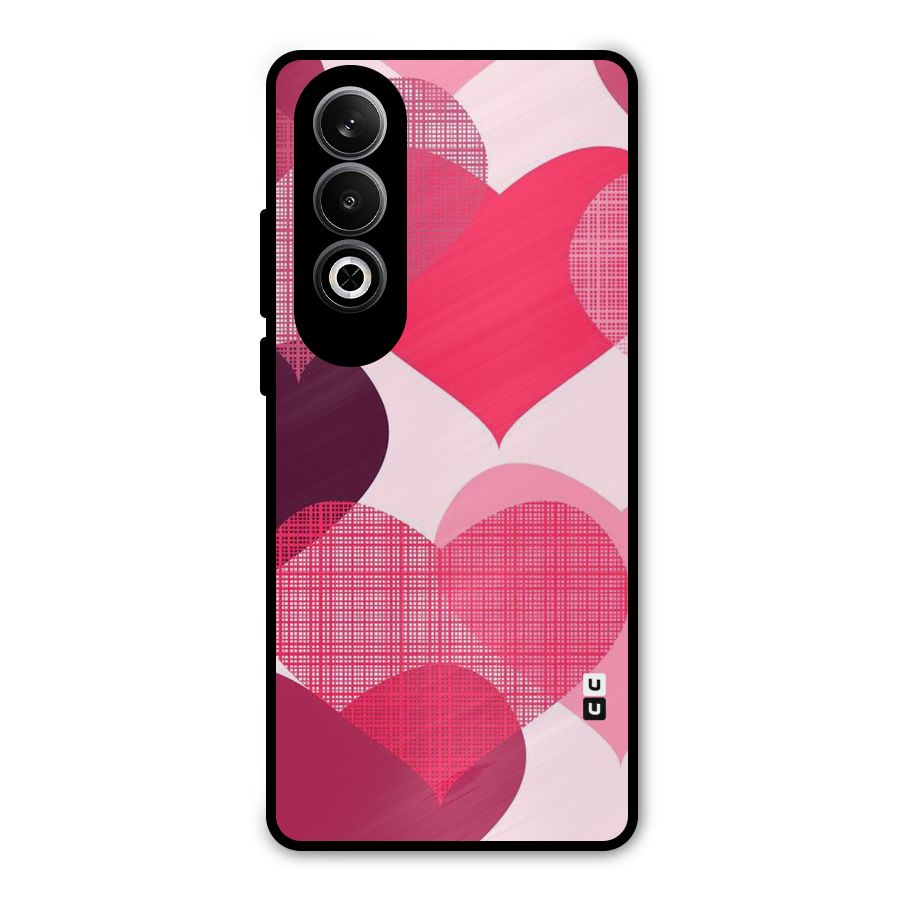 Check Pink Hearts Metal Back Case for OnePlus Nord CE4