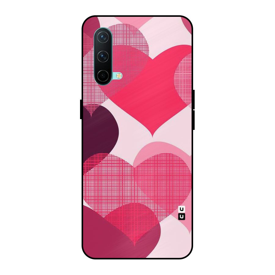 Check Pink Hearts Metal Back Case for OnePlus Nord CE 5G