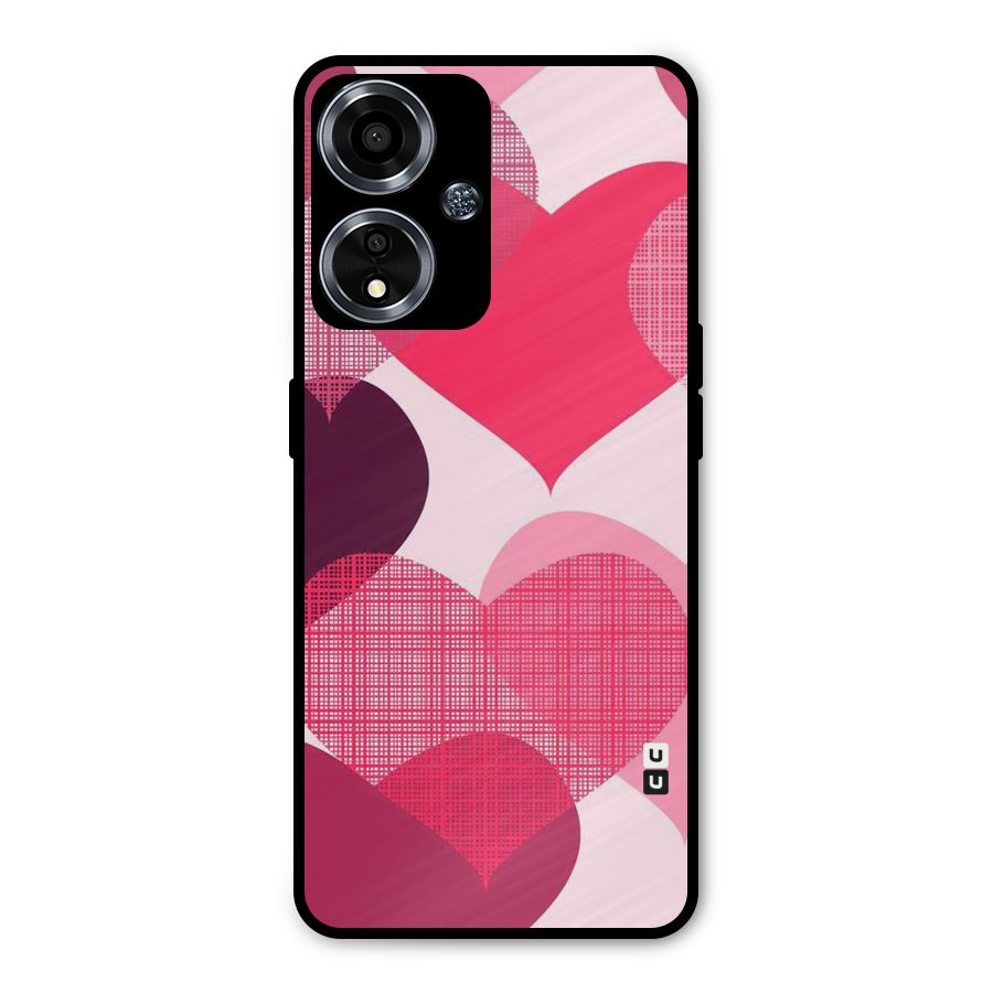 Check Pink Hearts Metal Back Case for Oppo A59