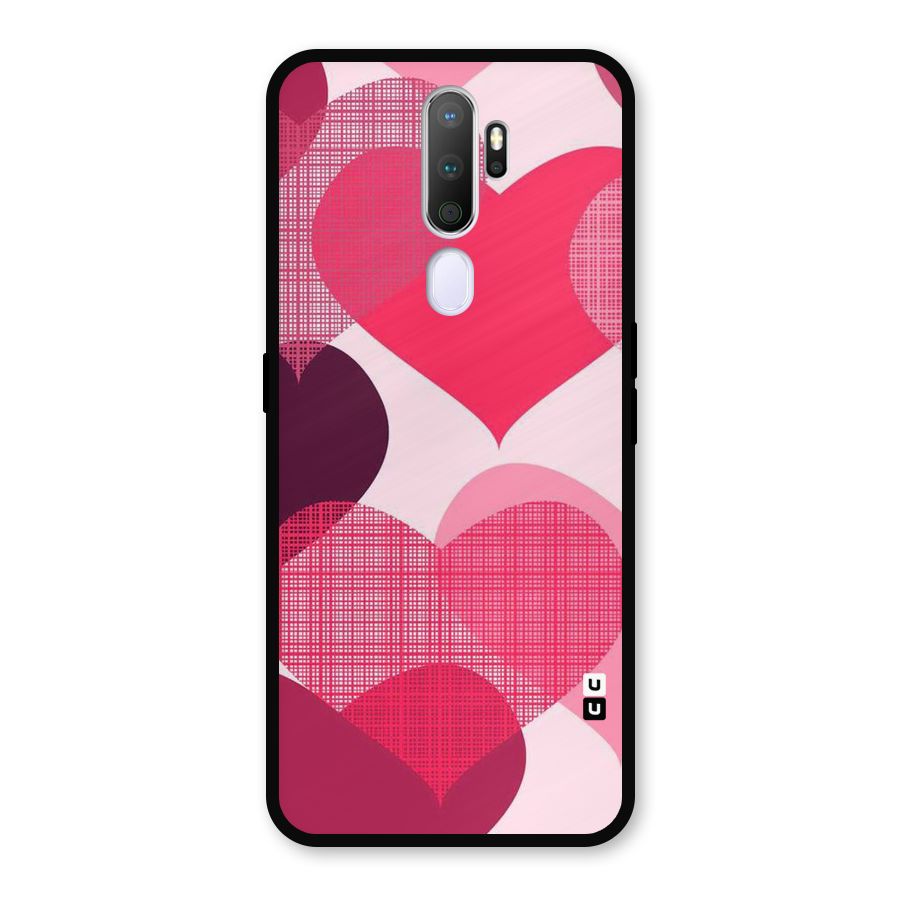Check Pink Hearts Metal Back Case for Oppo A9 (2020)
