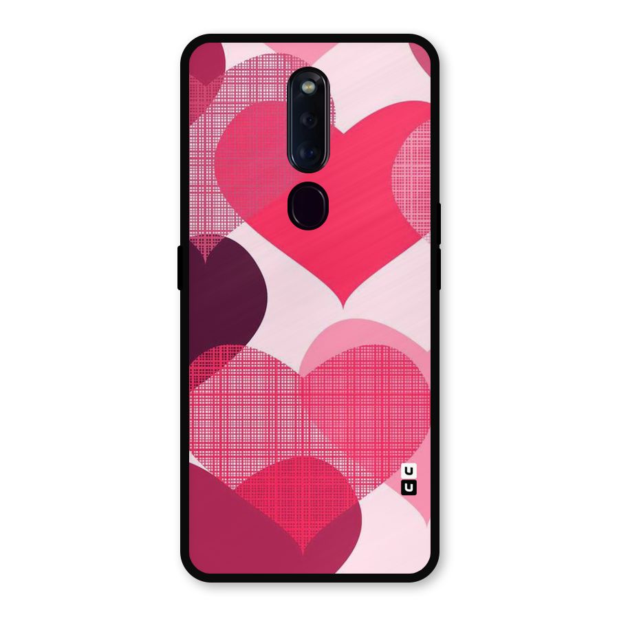 Check Pink Hearts Metal Back Case for Oppo F11 Pro