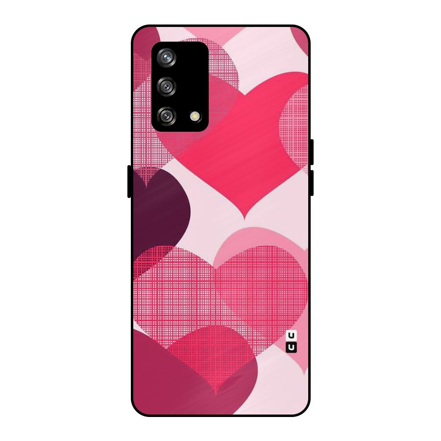 Check Pink Hearts Metal Back Case for Oppo F19