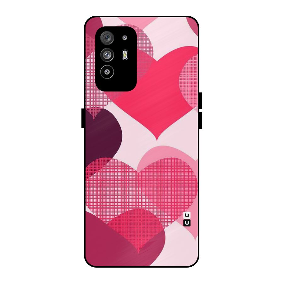 Check Pink Hearts Metal Back Case for Oppo F19 Pro Plus 5G