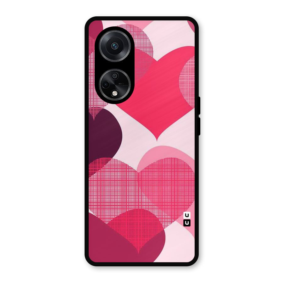 Check Pink Hearts Metal Back Case for Oppo F23