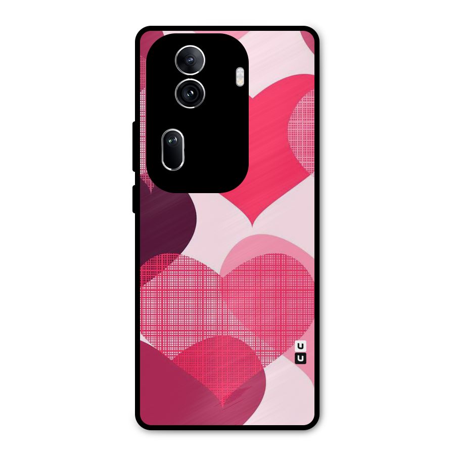 Check Pink Hearts Metal Back Case for Oppo Reno11 Pro 5G