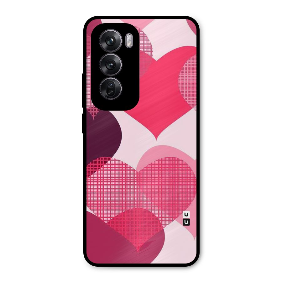 Check Pink Hearts Metal Back Case for Oppo Reno12 Pro
