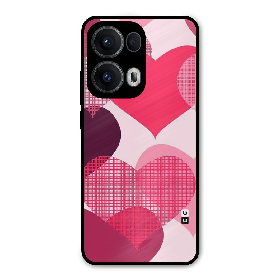 Check Pink Hearts Metal Back Case for Oppo Reno13 Pro