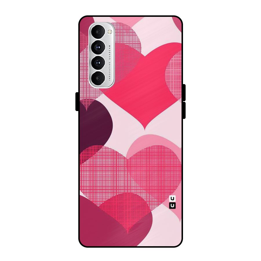 Check Pink Hearts Metal Back Case for Oppo Reno4 Pro