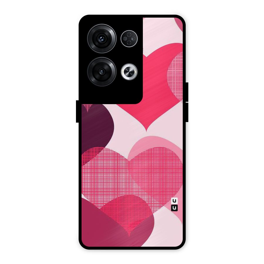 Check Pink Hearts Metal Back Case for Oppo Reno8 Pro 5G