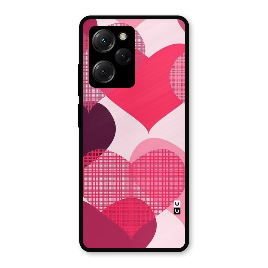 Check Pink Hearts Metal Back Case for Poco X5 Pro