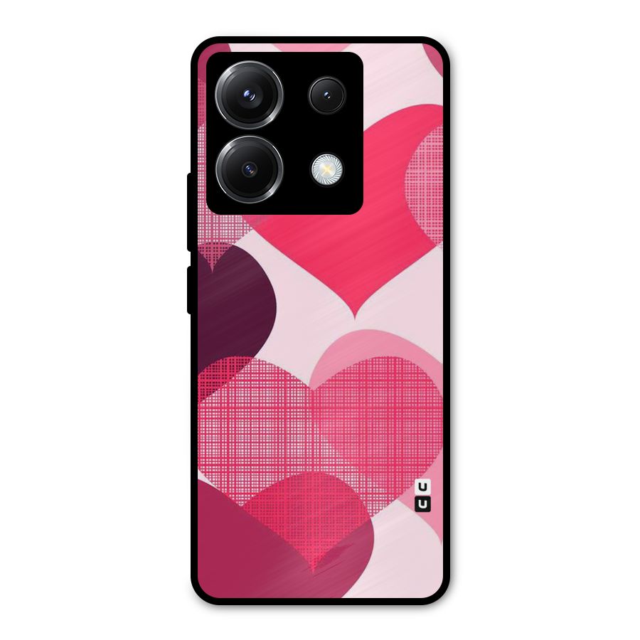 Check Pink Hearts Metal Back Case for Poco X6