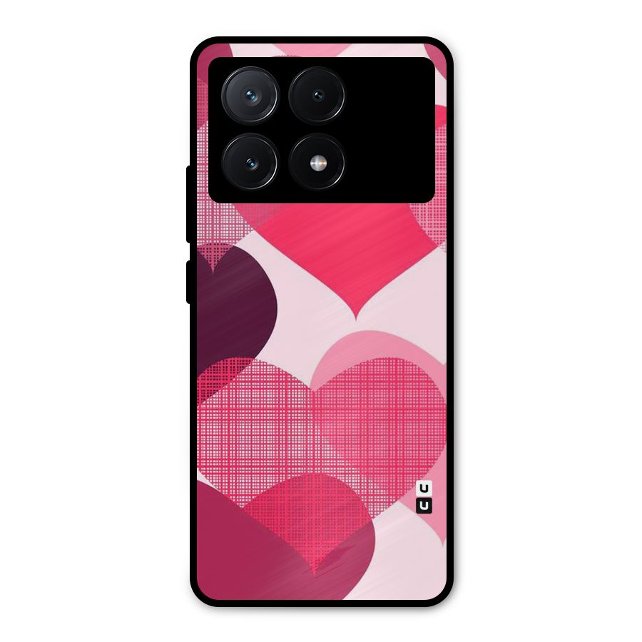 Check Pink Hearts Metal Back Case for Poco X6 Pro