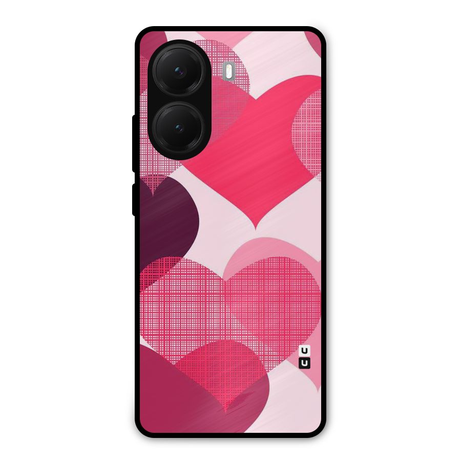 Check Pink Hearts Metal Back Case for Poco X7 Pro