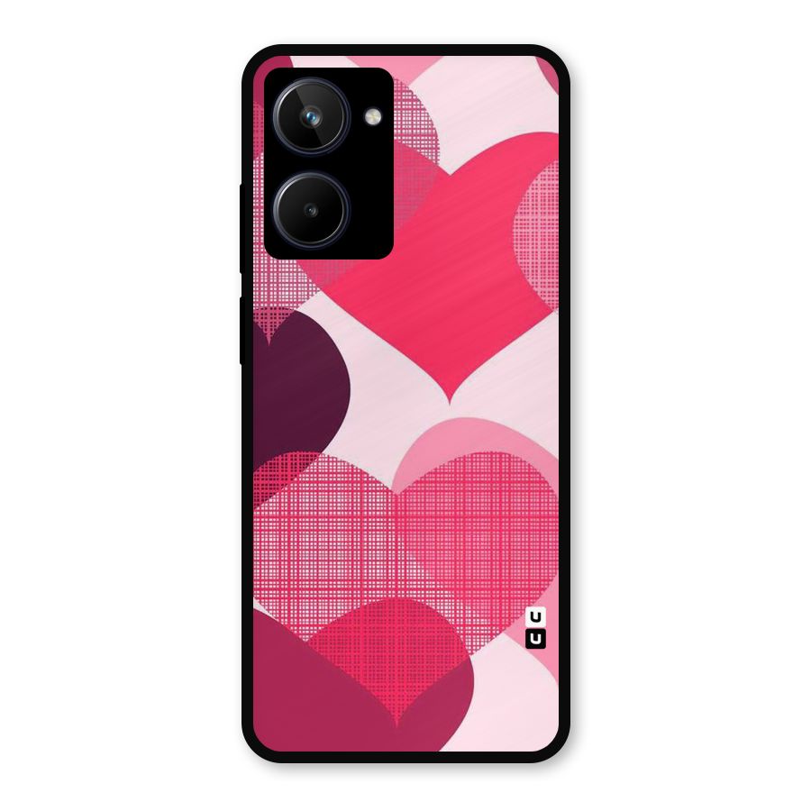 Check Pink Hearts Metal Back Case for Realme 10