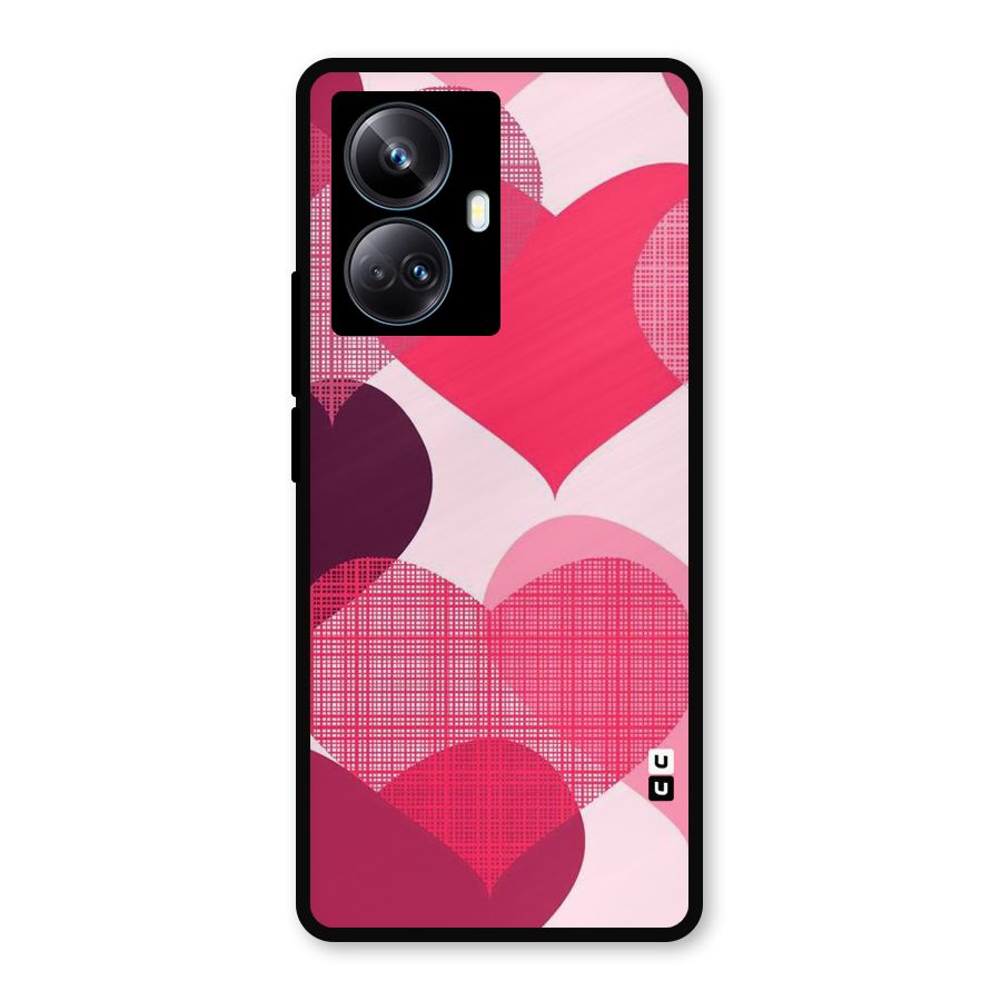 Check Pink Hearts Metal Back Case for Realme 10 Pro Plus