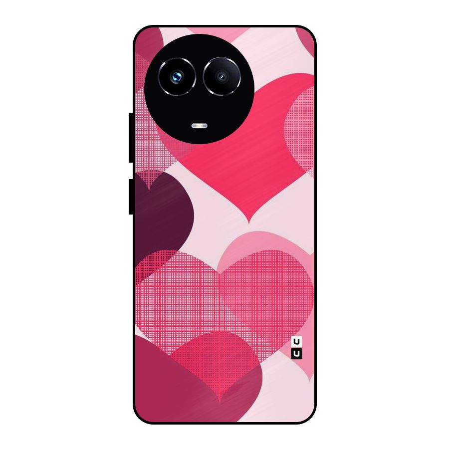 Check Pink Hearts Metal Back Case for Realme 11 5G
