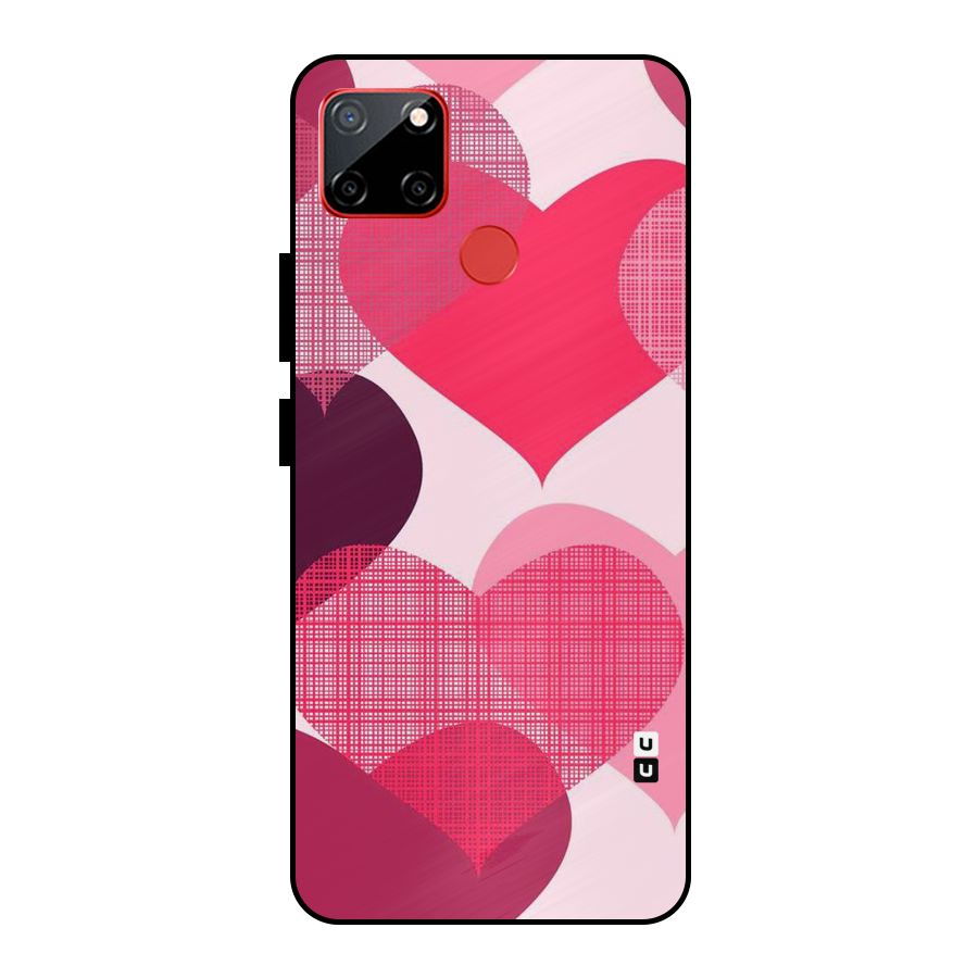Check Pink Hearts Metal Back Case for Realme C12