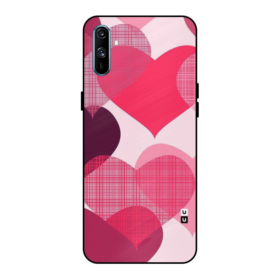 Check Pink Hearts Metal Back Case for Realme C3