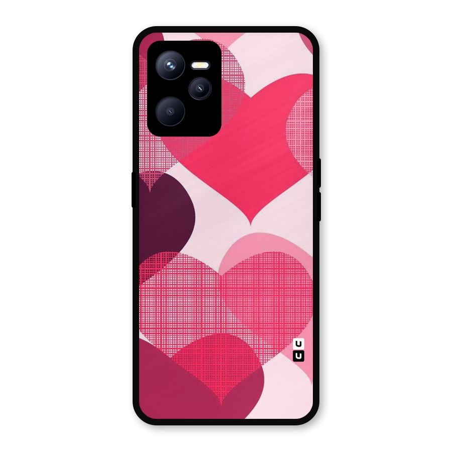 Check Pink Hearts Metal Back Case for Realme C35