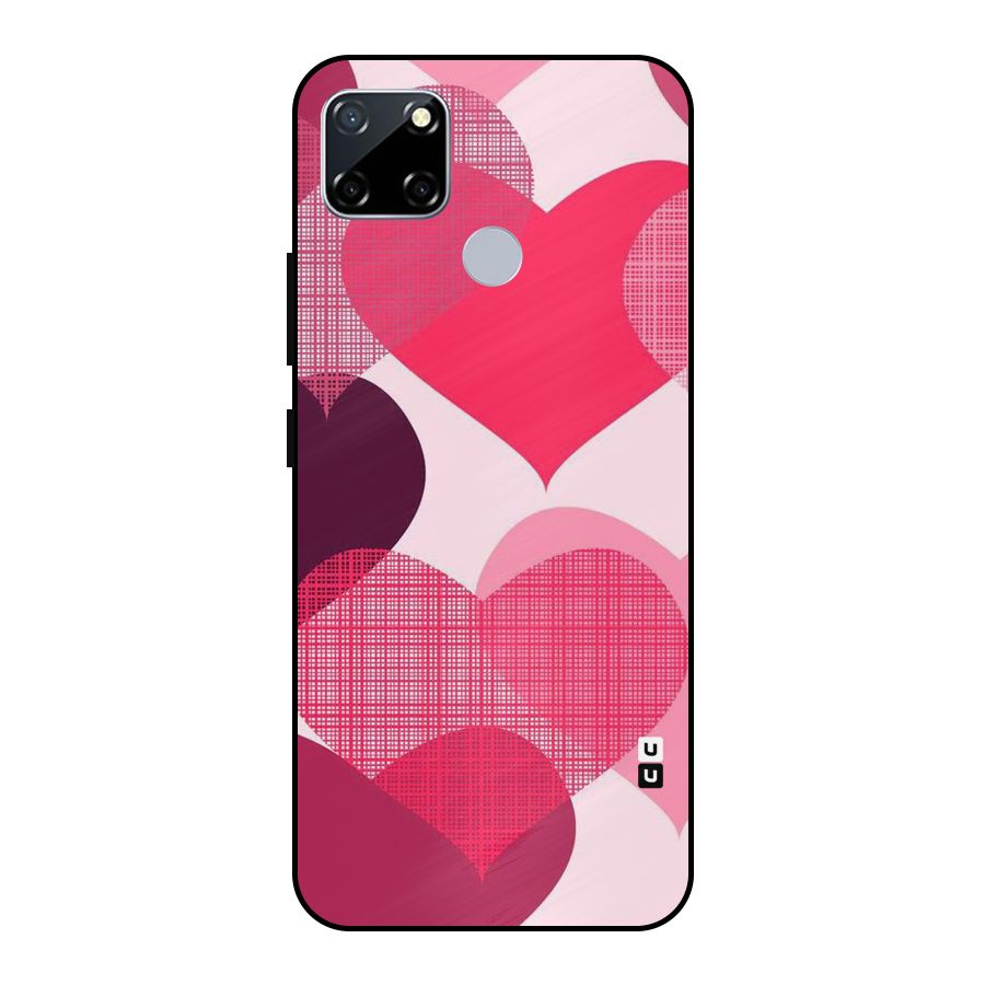 Check Pink Hearts Metal Back Case for Realme Narzo 20