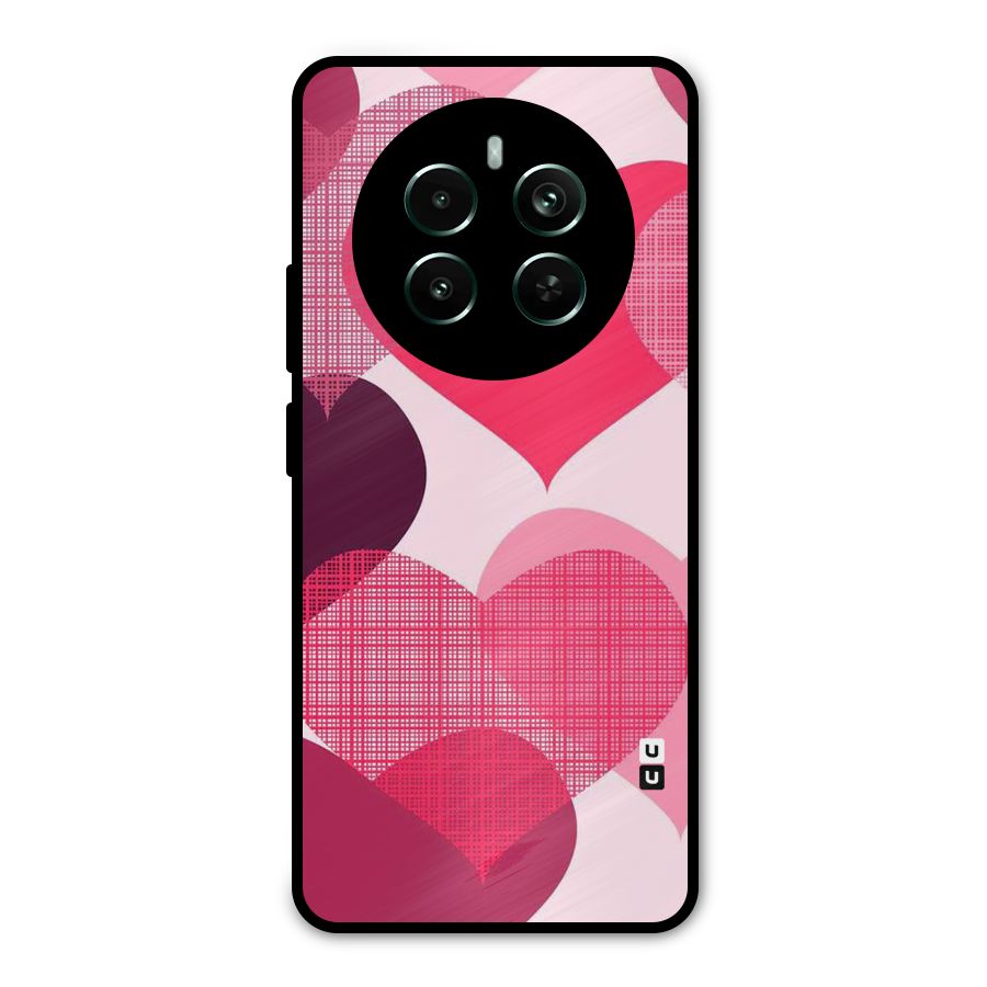 Check Pink Hearts Metal Back Case for Realme Narzo 70 Pro