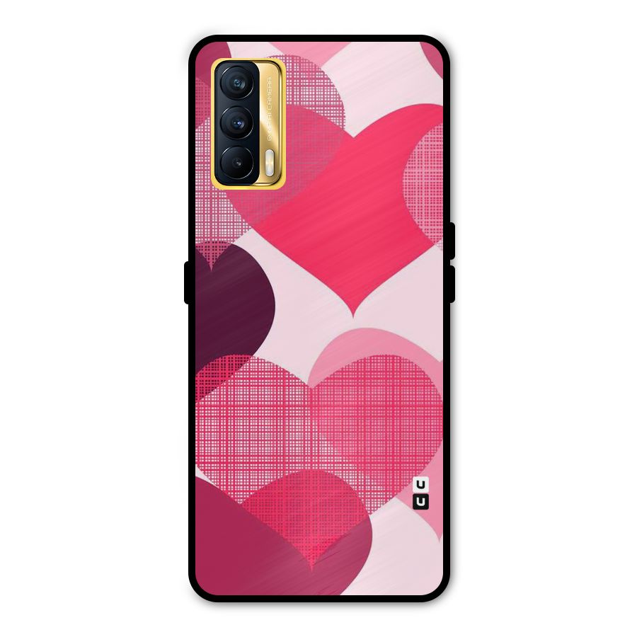 Check Pink Hearts Metal Back Case for Realme X7