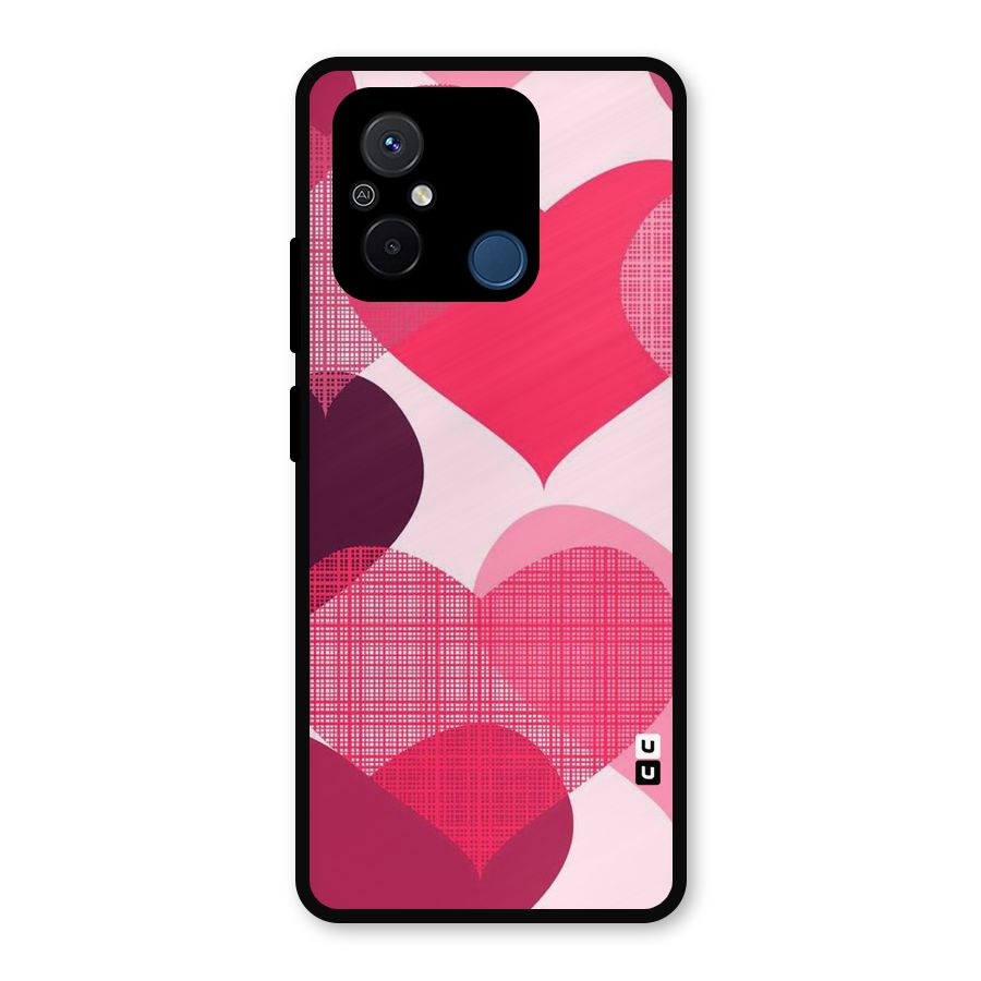 Check Pink Hearts Metal Back Case for Redmi 12C
