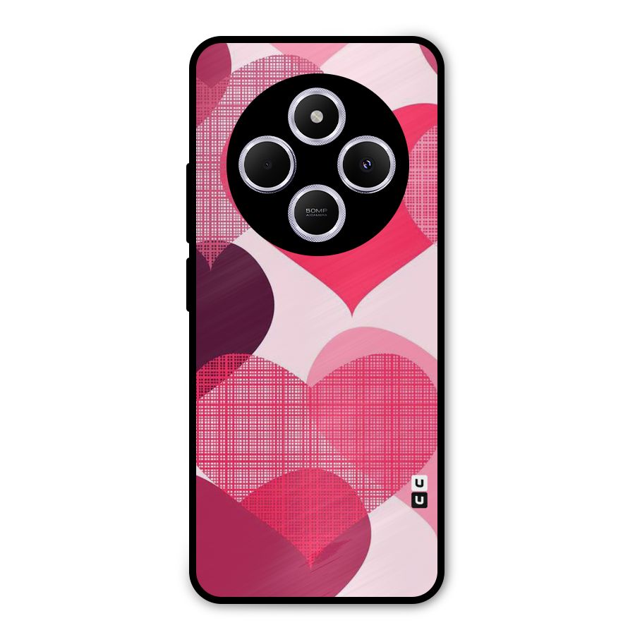 Check Pink Hearts Metal Back Case for Redmi 14C