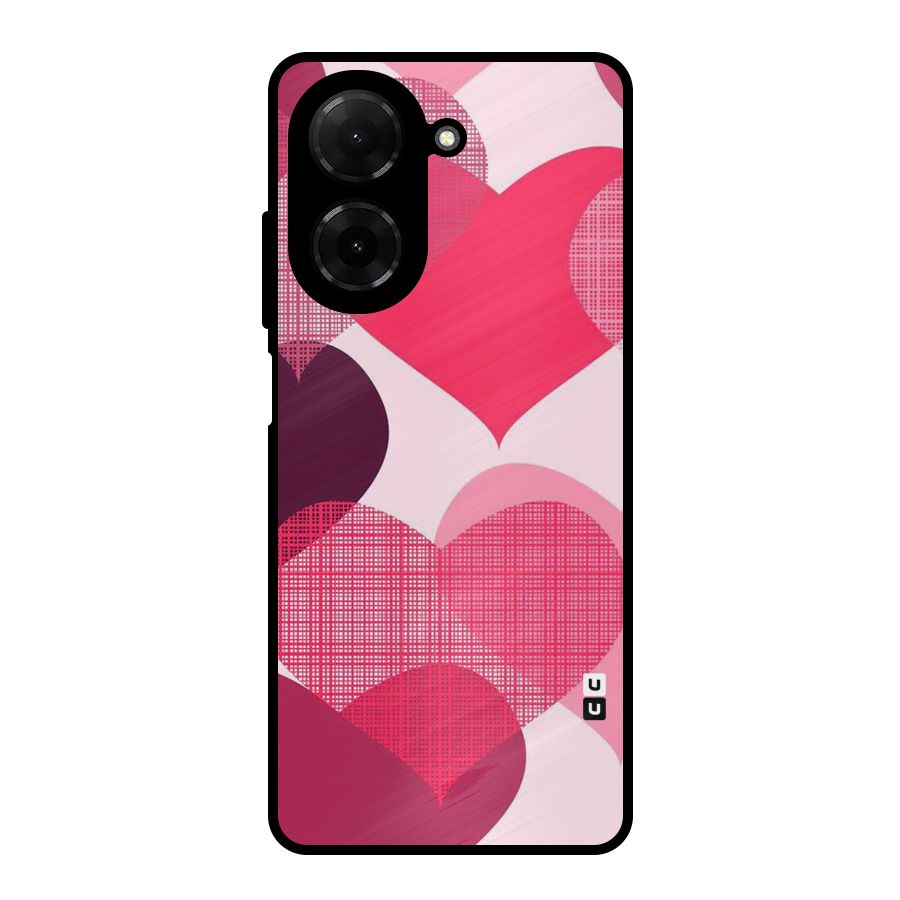 Check Pink Hearts Metal Back Case for Redmi A5 4G