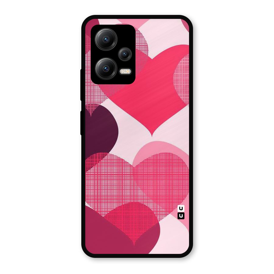 Check Pink Hearts Metal Back Case for Redmi Note 12 5G