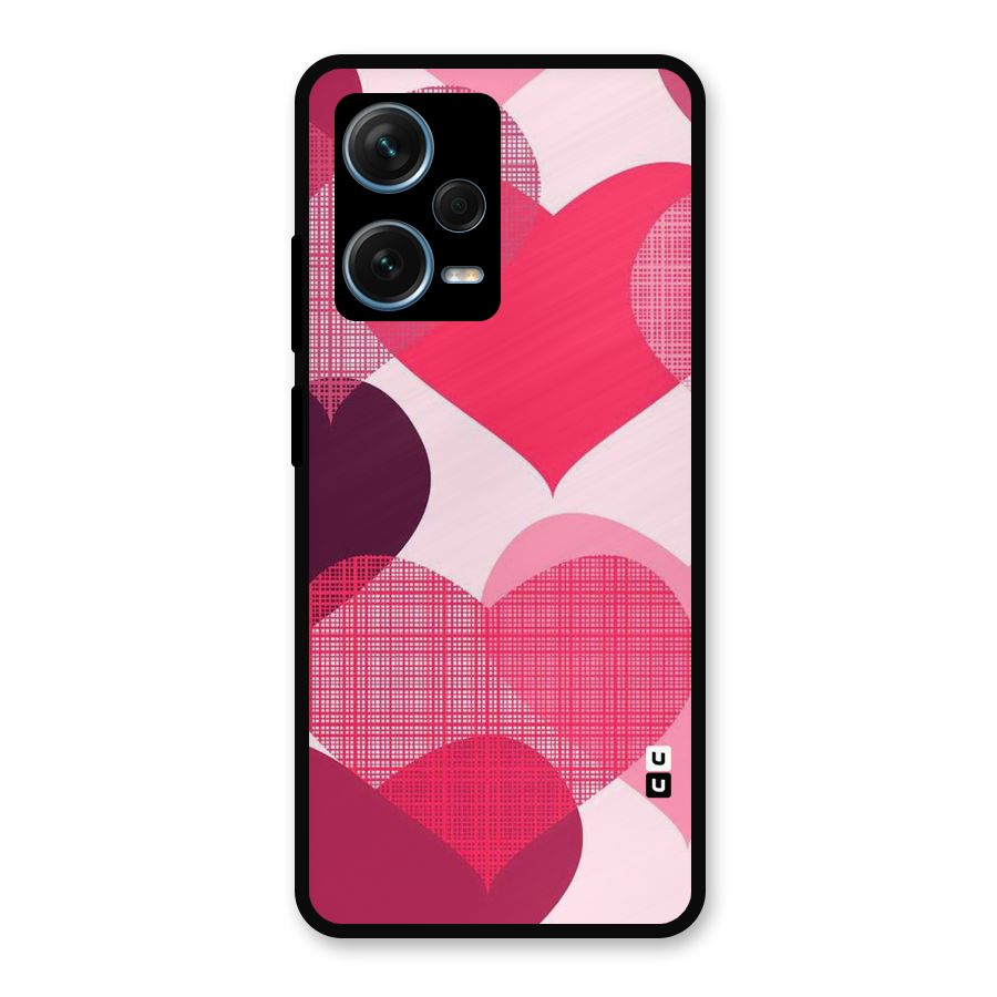 Check Pink Hearts Metal Back Case for Redmi Note 12 Pro Plus 5G