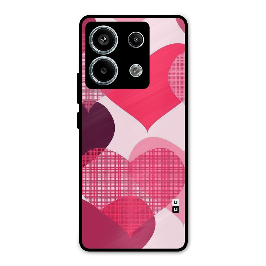 Check Pink Hearts Metal Back Case for Redmi Note 13 Pro 5G
