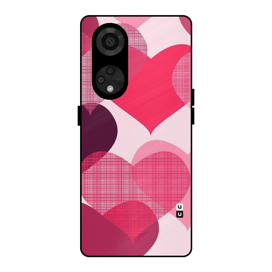 Check Pink Hearts Metal Back Case for Reno8 T 5G