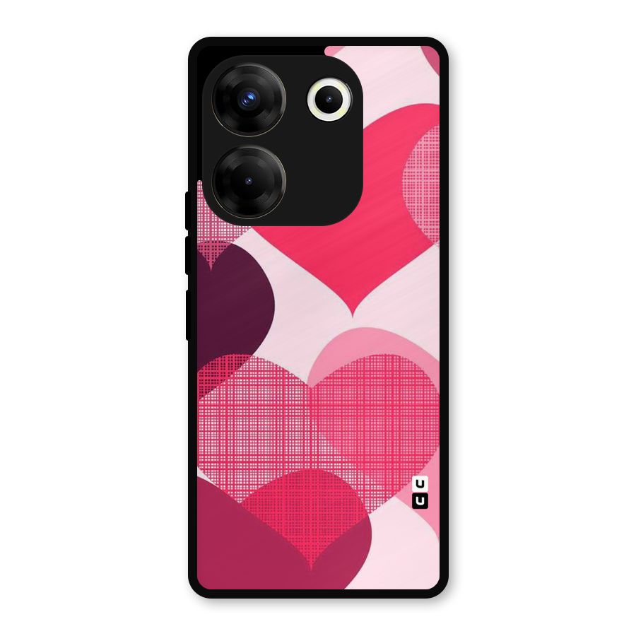 Check Pink Hearts Metal Back Case for Tecno Camon 20