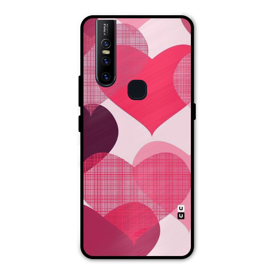 Check Pink Hearts Metal Back Case for Vivo V15
