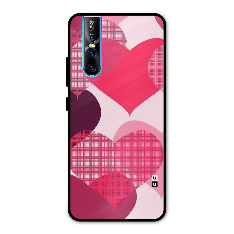 Check Pink Hearts Metal Back Case for Vivo V15 Pro