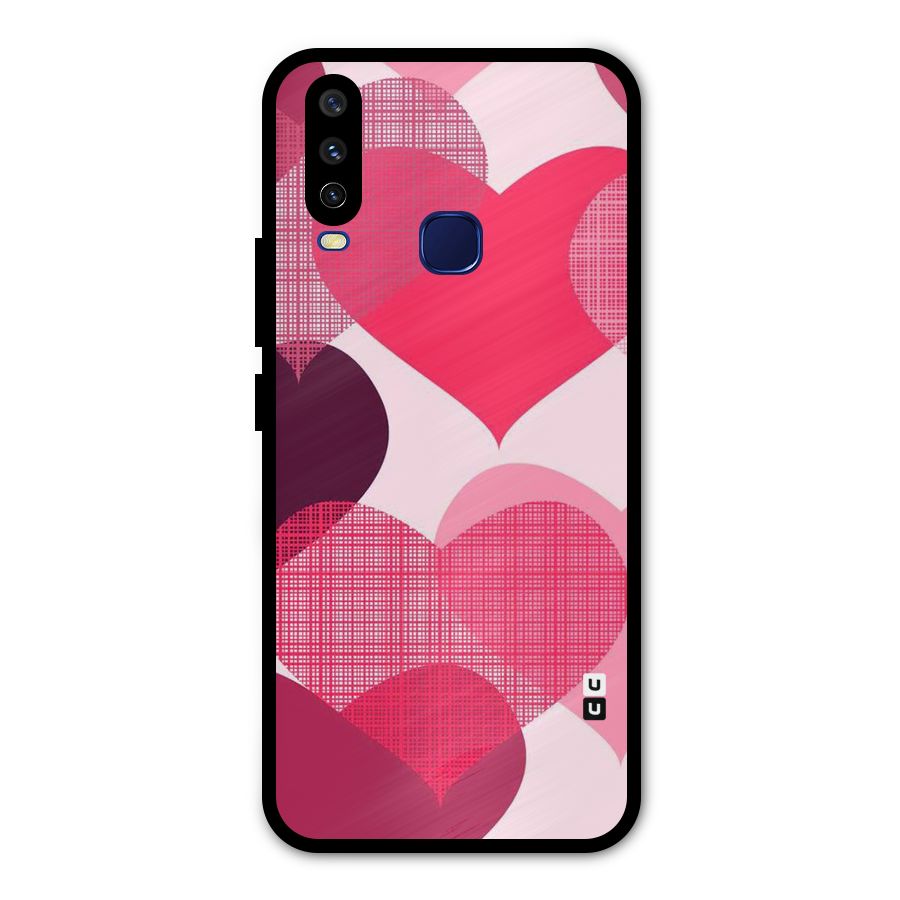 Check Pink Hearts Metal Back Case for Vivo V17