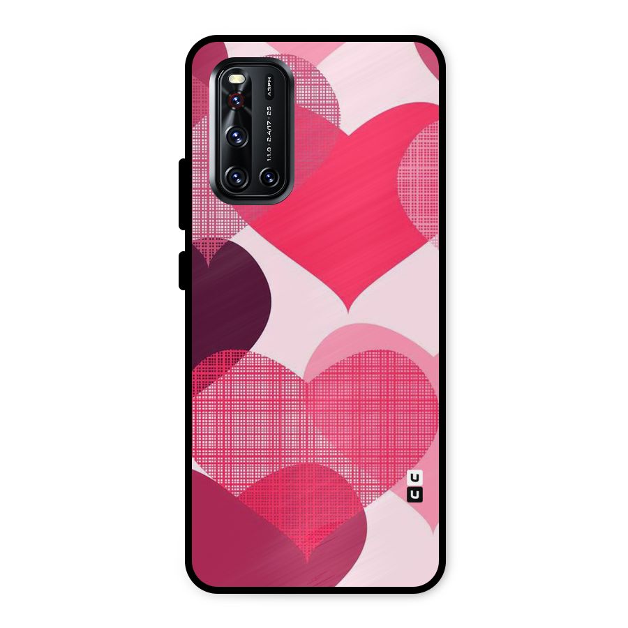 Check Pink Hearts Metal Back Case for Vivo V19