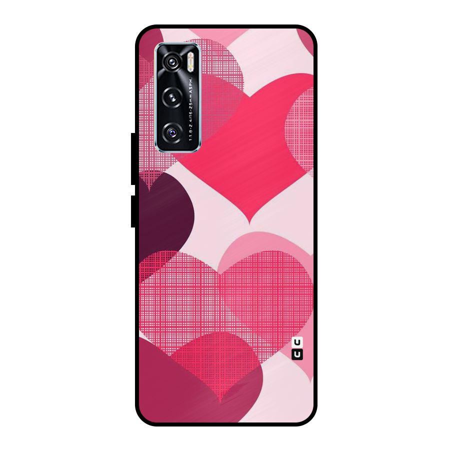 Check Pink Hearts Metal Back Case for Vivo V20 SE