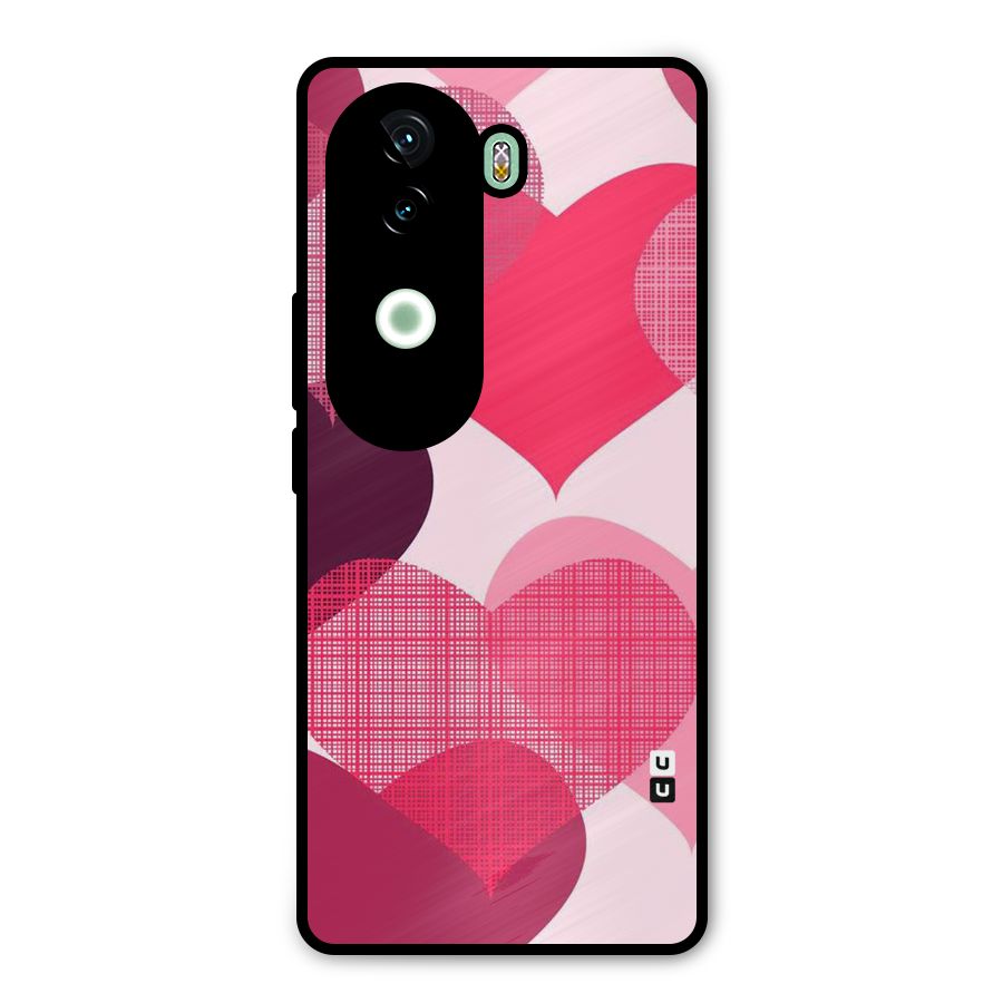 Check Pink Hearts Metal Back Case for Vivo V40e