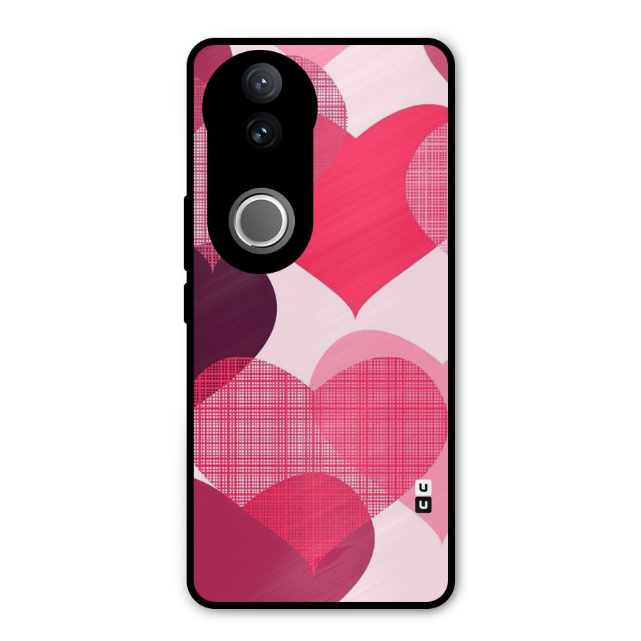 Check Pink Hearts Metal Back Case for Vivo V50