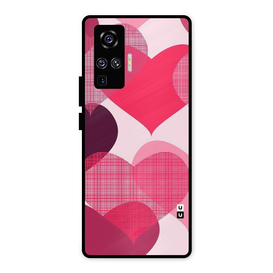 Check Pink Hearts Metal Back Case for Vivo X50 Pro