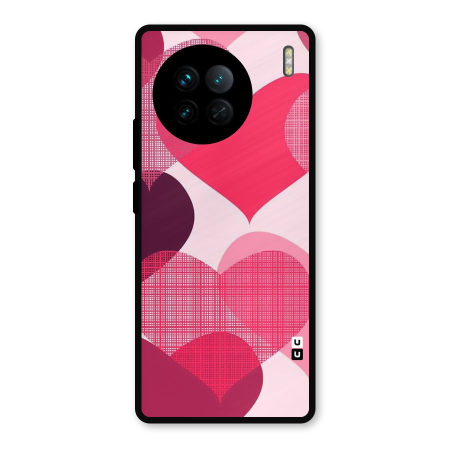 Check Pink Hearts Metal Back Case for Vivo X90