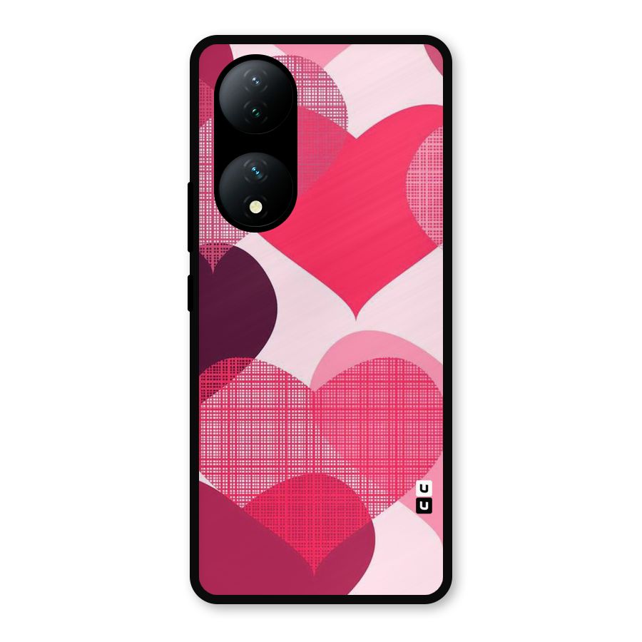Check Pink Hearts Metal Back Case for Vivo Y100a