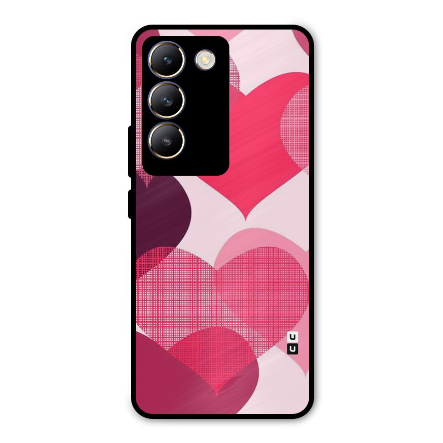 Check Pink Hearts Metal Back Case for Vivo Y200e