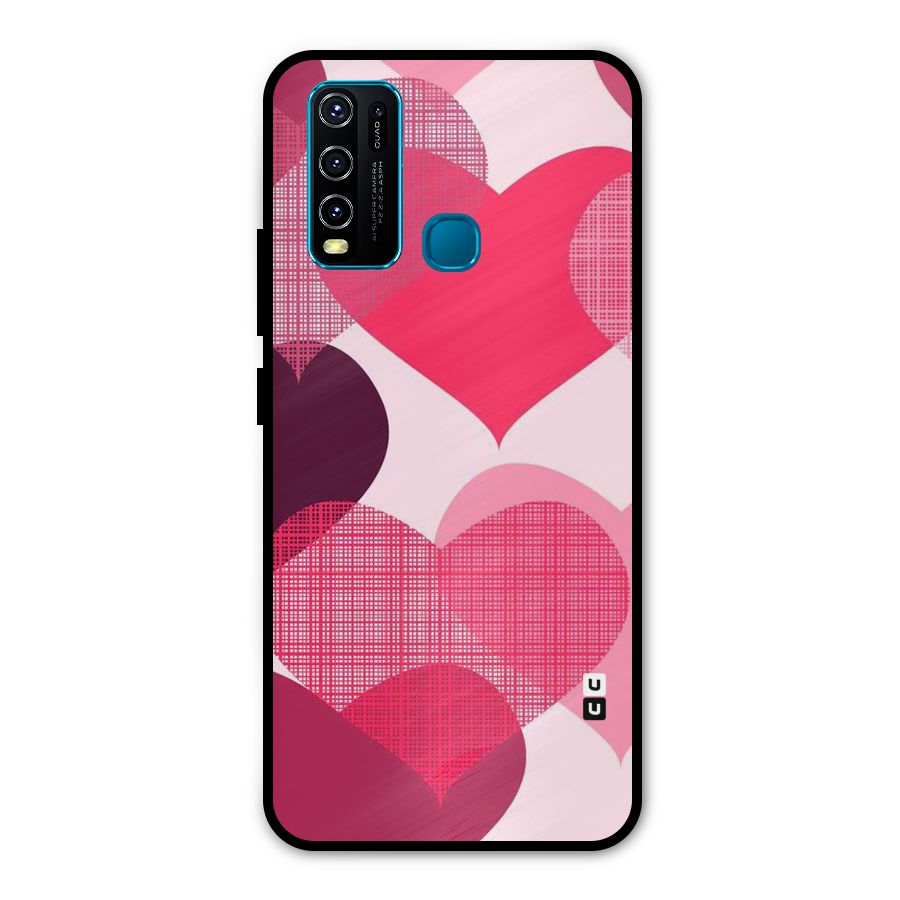 Check Pink Hearts Metal Back Case for Vivo Y30