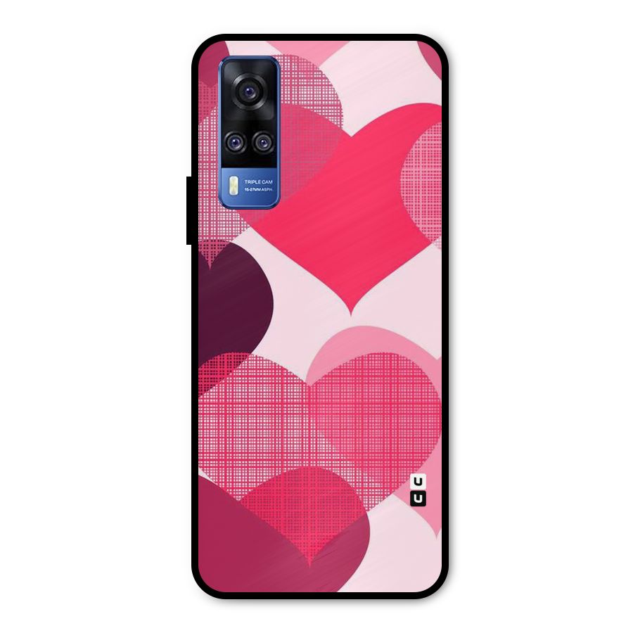 Check Pink Hearts Metal Back Case for Vivo Y31